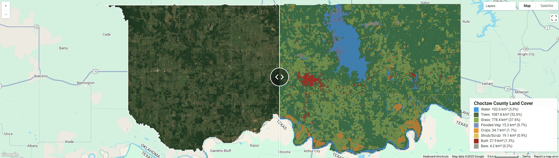 Cinematic Earth Engine: Building an Interactive Land Cover Split-Viewer